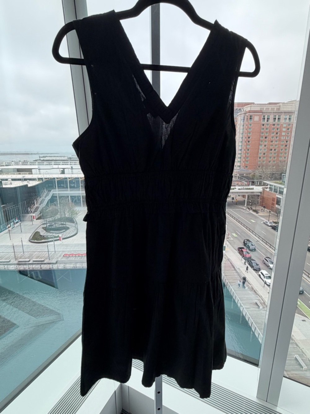 Rails Black Pleated V-Neck Dress